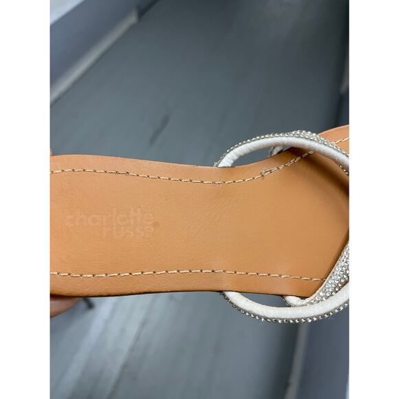 Charlotte Russe Rhinestone Criss Cross Slide Sandals Silver 6 - Picture 13 of 13